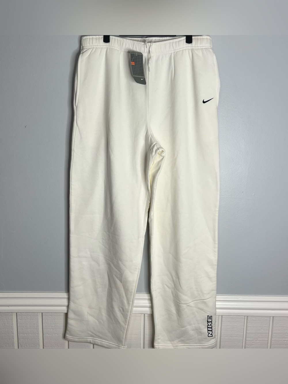 Vintage Y2K Nike Straight Leg Fleece Sweatpants Mens XL White NWT
